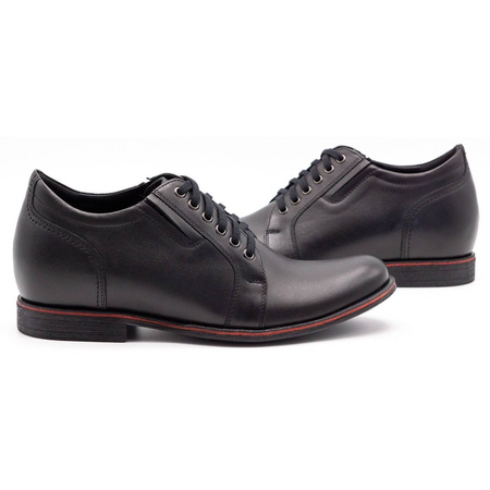 Buty męskie skórzane podwyższające P24 czarne