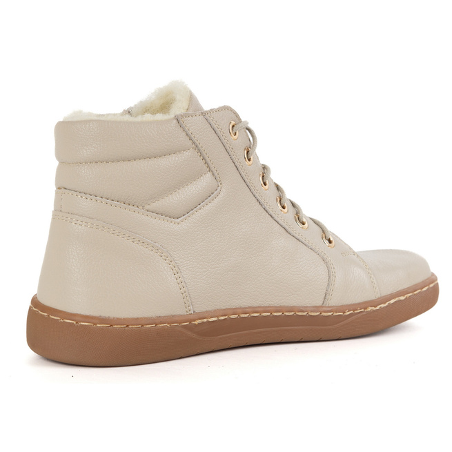 Dámské minimalistické barefoot zimní kožené boty 1293 beige 