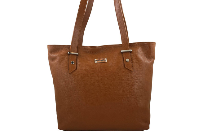 Shopper bag - Włoska duża torebka miejska skórzana - Brązowa jasna