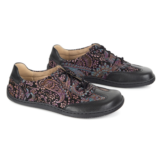 Buty BAREFOOT damskie skórzane minimalistyczne 1287 czarne z fioletem