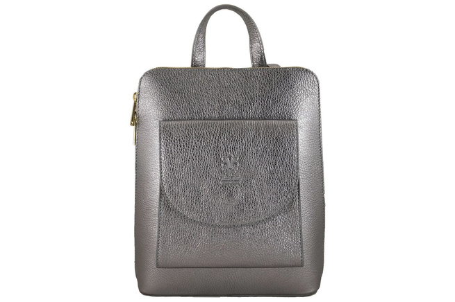 Batoh z metalizované kůže / poštovní taška 2v1 - tmavě zlatá