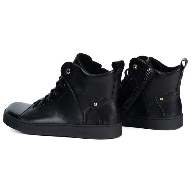Barefoot buty skórzane minimalisthyczne Riley ocieplane czarne