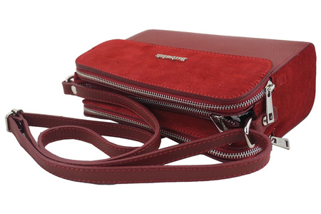 Torebka damska skórzana crossbody - Czerwona