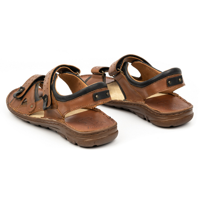 Pánské kožené sandály na suchý zip 947Ł hnědé