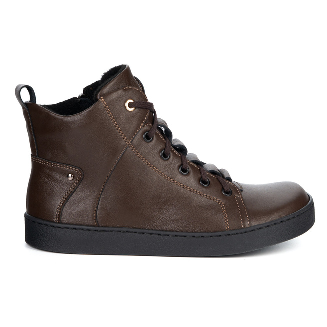 Barefoot buty skórzane minimalisthyczne Riley ocieplane brązowe