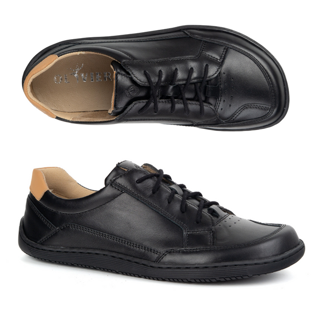 BAREFOOT Damskie minimalistyczne sneakersy skórzane OLIVIER 1282 czarne