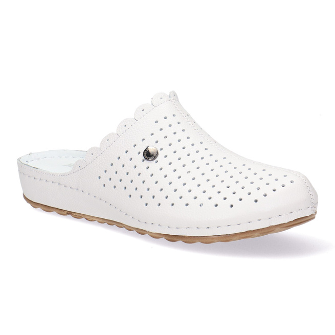 Dámské robustní žabky potažené kůží s perforací 