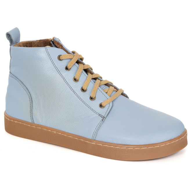 Buty damskie zimowe barefoot skórzane Z-B04 niebieskie
