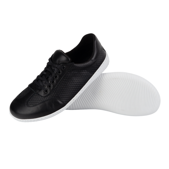 Pánské barefoot minimalistické kožené boty 0742WK black embossed