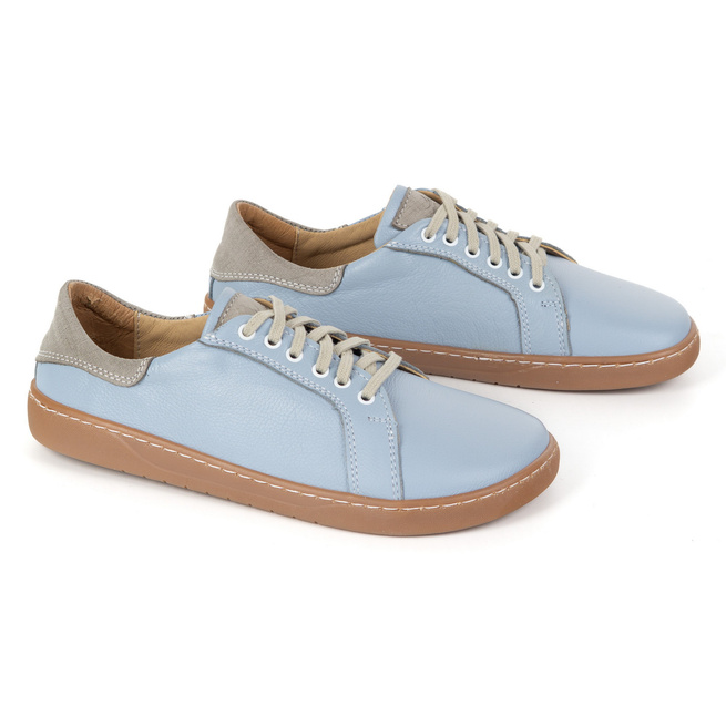 Aura: Jasnoniebieskie Damskie Buty Barefoot | Casualowe Sneakersy Skórzane, Szeroki Toe Box