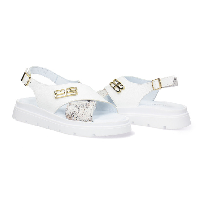 Pollonus dámské kožené sandály 5-1757-002 White Verona + Boa White