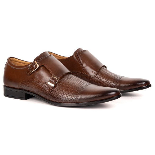 Skórzane buty wizytowe Monki 287T4 LU brąz