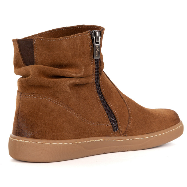 Damskie buty barefoot sztyblety z zamkiem ocieplane 1297 rude