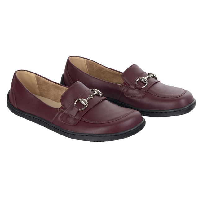 Dámské minimalistické kožené mokasíny Barefoot 1288AR burgundy