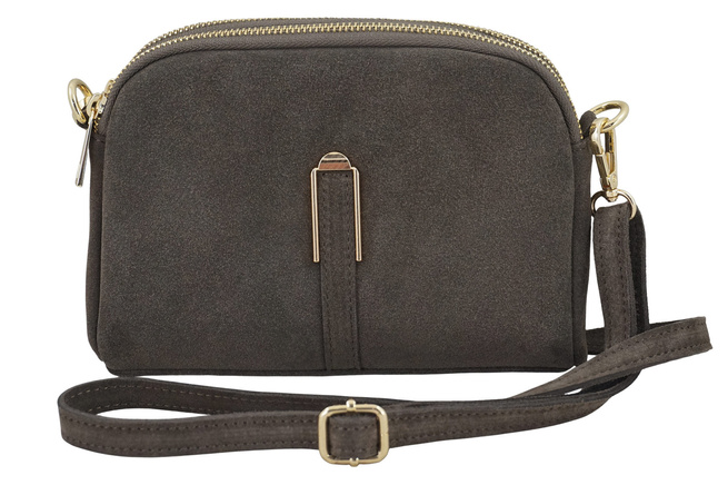 Malá semišová večerní kabelka - tmavě béžová