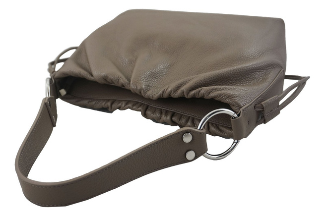 Włoska torebka marszczona na ramię - Beżowa ciemna