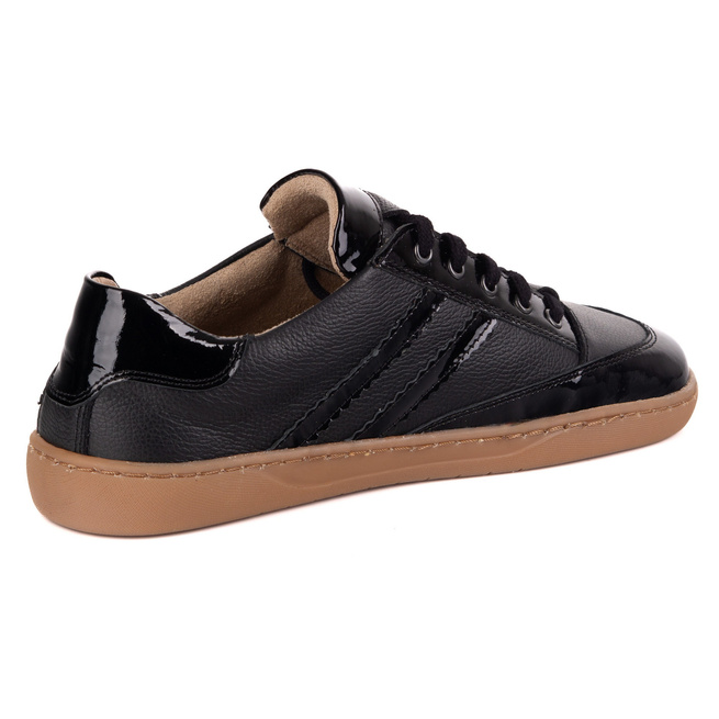 Sneakersy barefoot damskie Kaia Olivier – anatomiczne buty skórzane czarny floter z lakierem