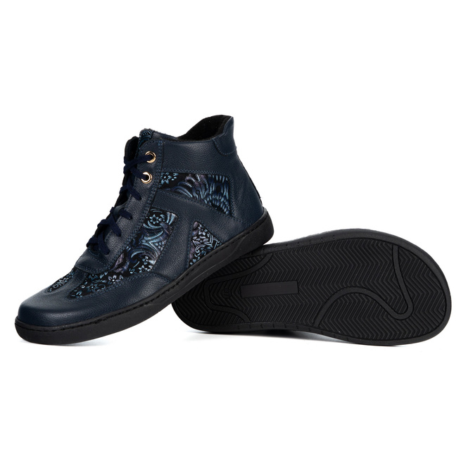 Zimowe buty barefoot Olivier Reese – minimalistyczne skórzane botki dla kobiet niebieskie