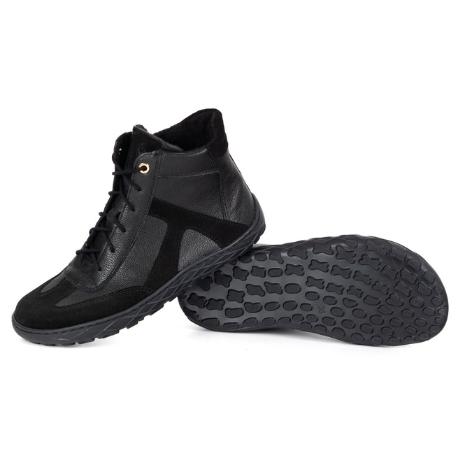 Buty damskie barefoot skórzane zimowe minimalistyczne 1294 czarne