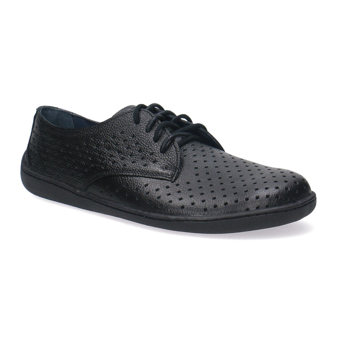 Skórzane półbuty damskie Pollonus Barefoot 5-1288-029 Czarny/Perforacja