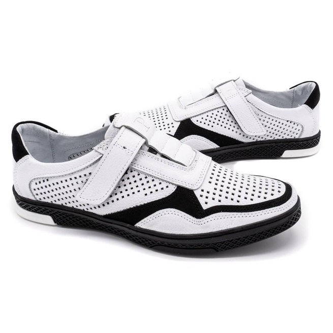 Buty męskie skórzane casual 2102L białe