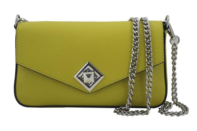 Mała skórzana torebka wizytowa - Pistacjowa