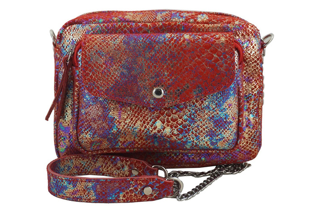 Holografická kožená kabelka - červená