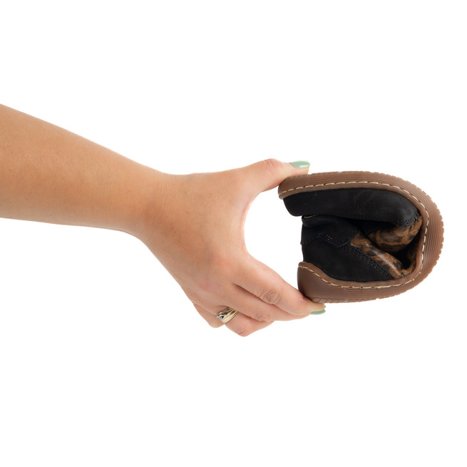 Buty BAREFOOT damskie skórzane minimalistyczne 1287 czarny nubuk panterka