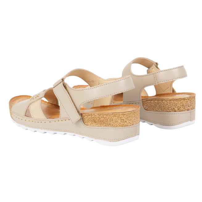 Sandały damskie skórzane Wasak 0620W beżowe