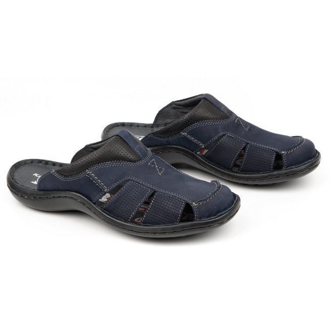Pánské kožené žabky 224KAM navy blue