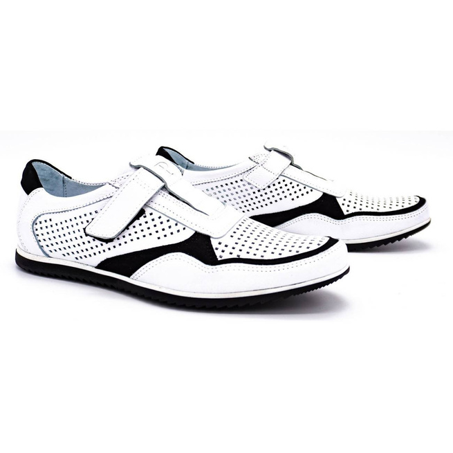 Buty męskie skórzane casual 2102/2L białe