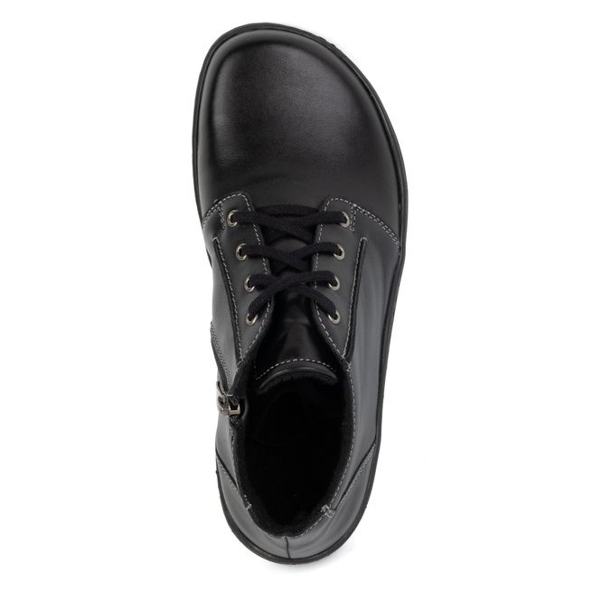 BAREFOOT dámská kožená lehce zateplená kotníková obuv se zipem 787 černá