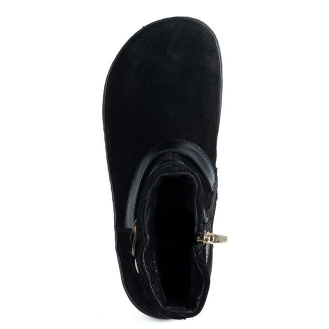 Zimowe botki barefoot skórzane Jasper zamszowe zero drop czarne