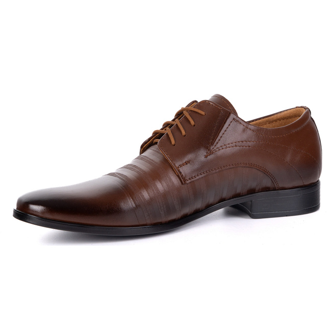 Buty męskie wizytowe skórzane 256T5 brązowe