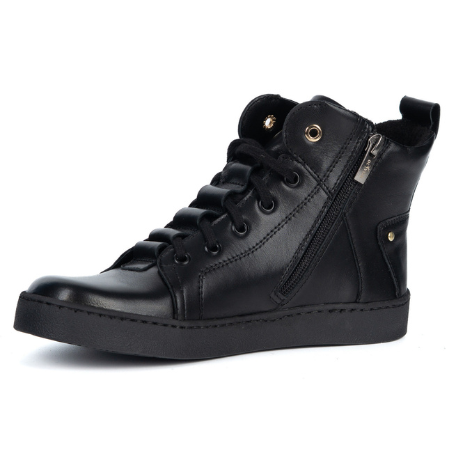 Barefoot buty skórzane minimalisthyczne Riley ocieplane czarne