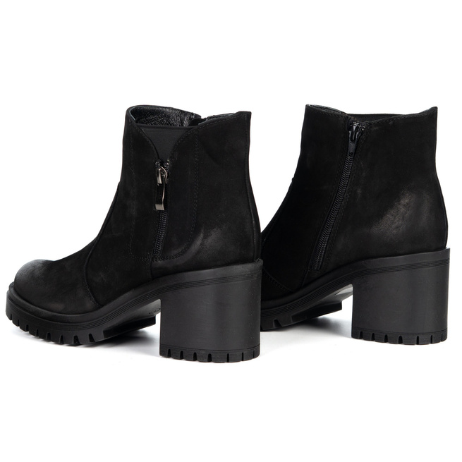 Olivier Peyton - kožené boty se stabilním podpatkem 6,5 cm Polská obuv přírodní kůže černá