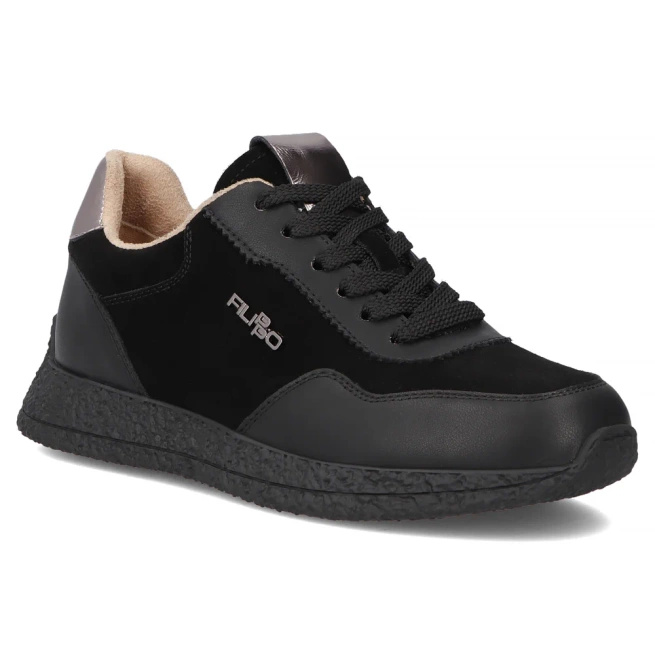 Skórzane sneakersy Filippo  DP7405/25 BK czarne