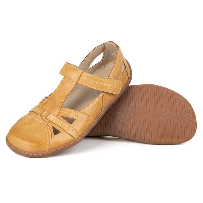 Buty damskie BAREFOOT Ultralekkie półsandały Olivier 1285 na rzep rude