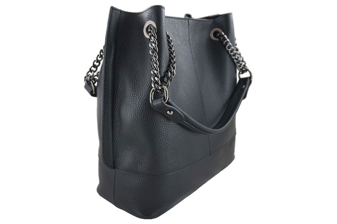 Modna torebka skórzana damska - Czarna