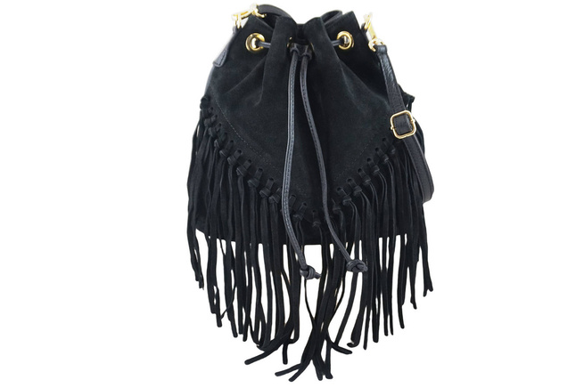 Kožená kabelka v boho stylu - černá
