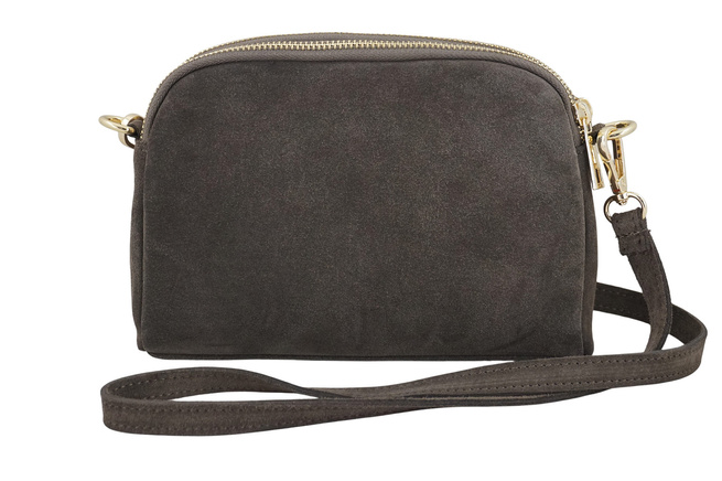 Malá semišová večerní kabelka - tmavě béžová