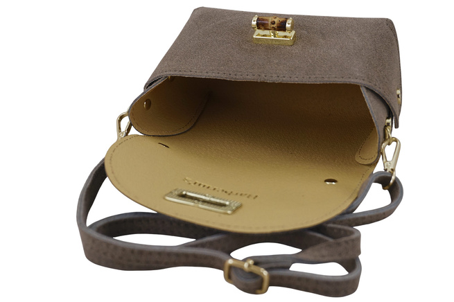 Malá semišová společenská kabelka - tmavě béžová