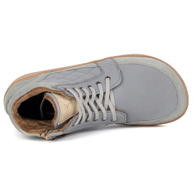 Buty damskie zimowe barefoot skórzane Z-B05 szare