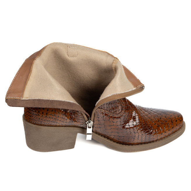 Butdam KW-1 dámské kožené kovbojské boty hnědé