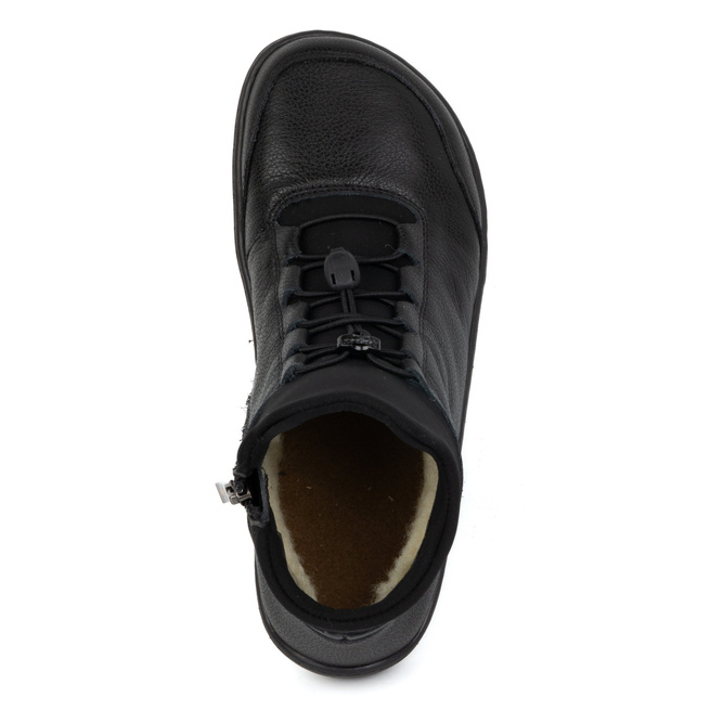 Buty damskie BAREFOOT ocieplane wełną skórzane 0767W czarne