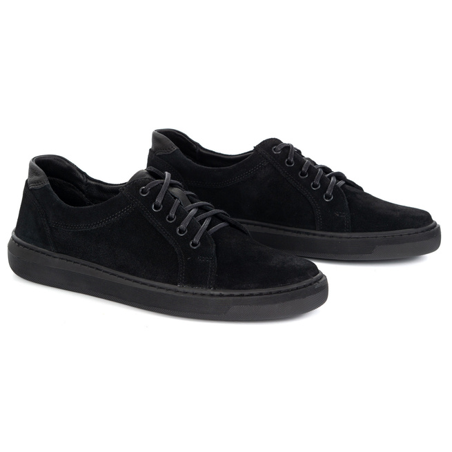 Buty męskie zamszowe skóra naturalna 7136DT czarne