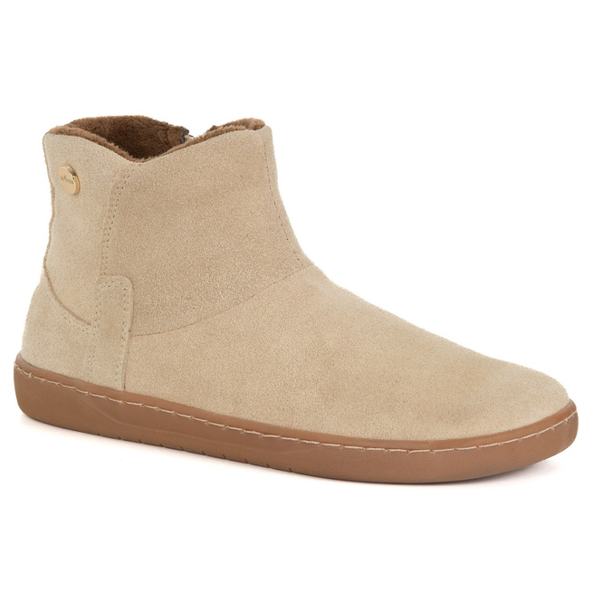 Dámské barefoot zimní kožené boty zateplené kožešinou Olivier 202MP beige