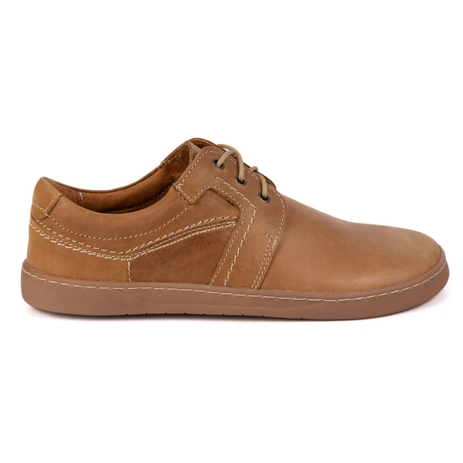 BAREFOOT Męskie buty skórzane sznurowane minimalistyczne 115KZ jasno brązowe