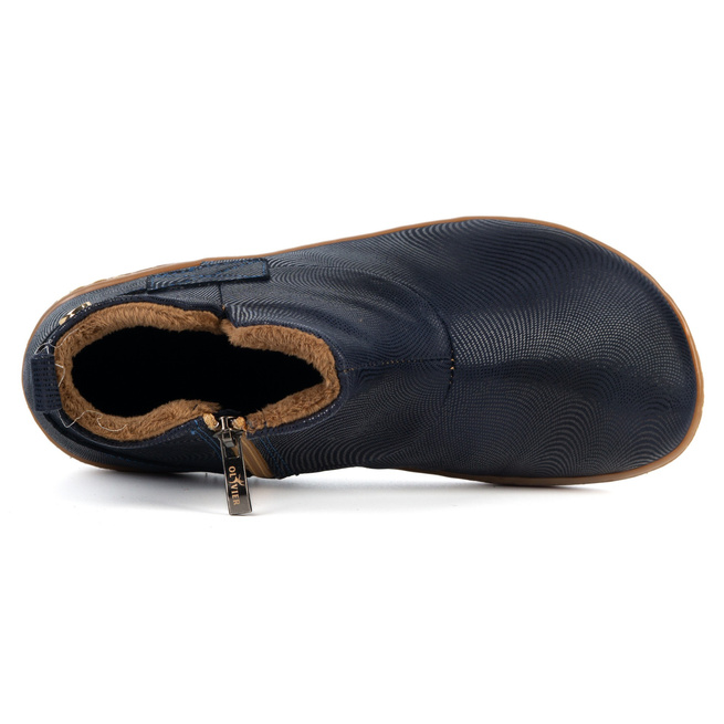 Dámské kožené zimní boty barefoot Z-B07 GRANITE blue wave na zip