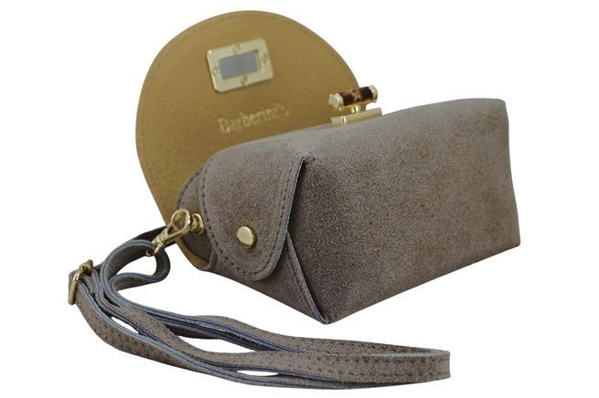 Malá semišová společenská kabelka - tmavě béžová